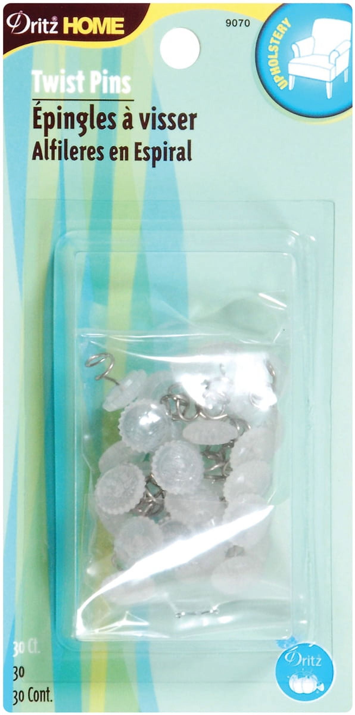 Dritz Upholstery Twist Pins With Clear Heads, 30 Pieces