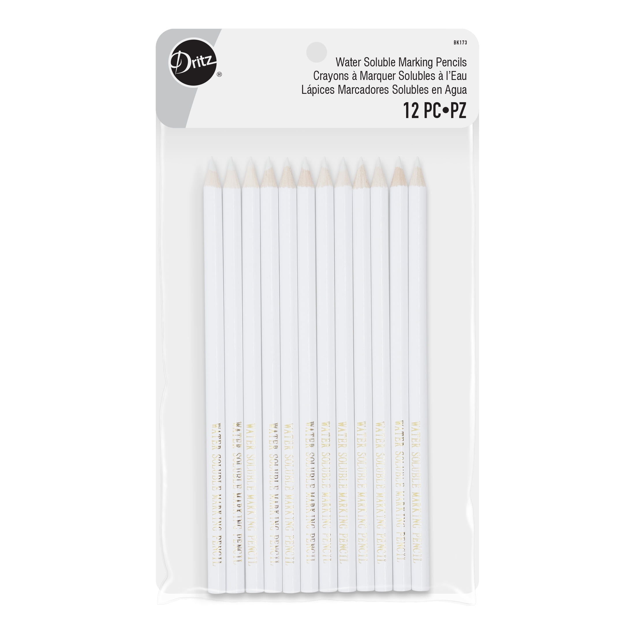 Dritz Water Soluble Marking Pencils, White, 12 Pc