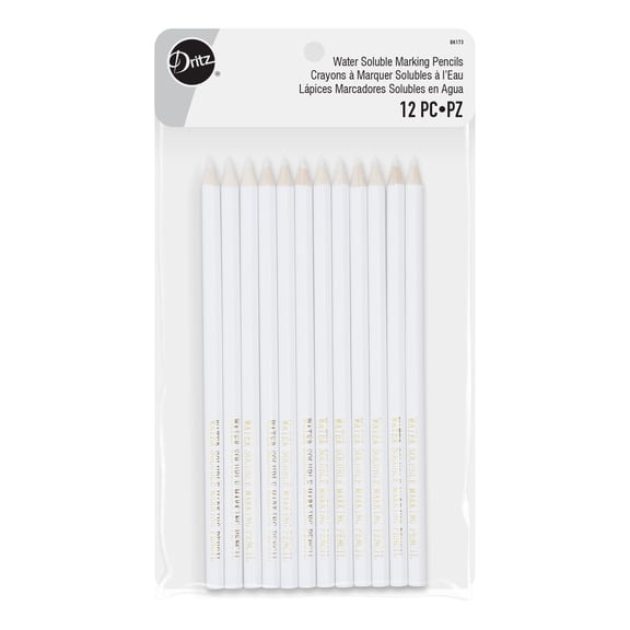 Dritz Water Soluble Marking Pencils, White, 12 Pc