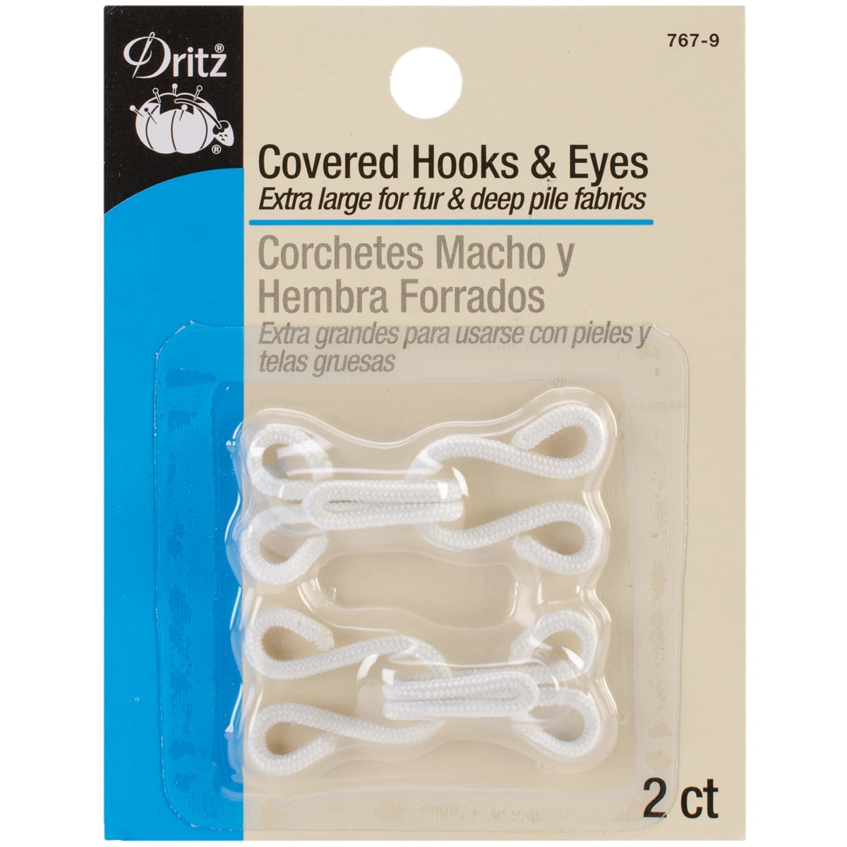 Dritz White Covered Hooks & Eyes, 2 Pack