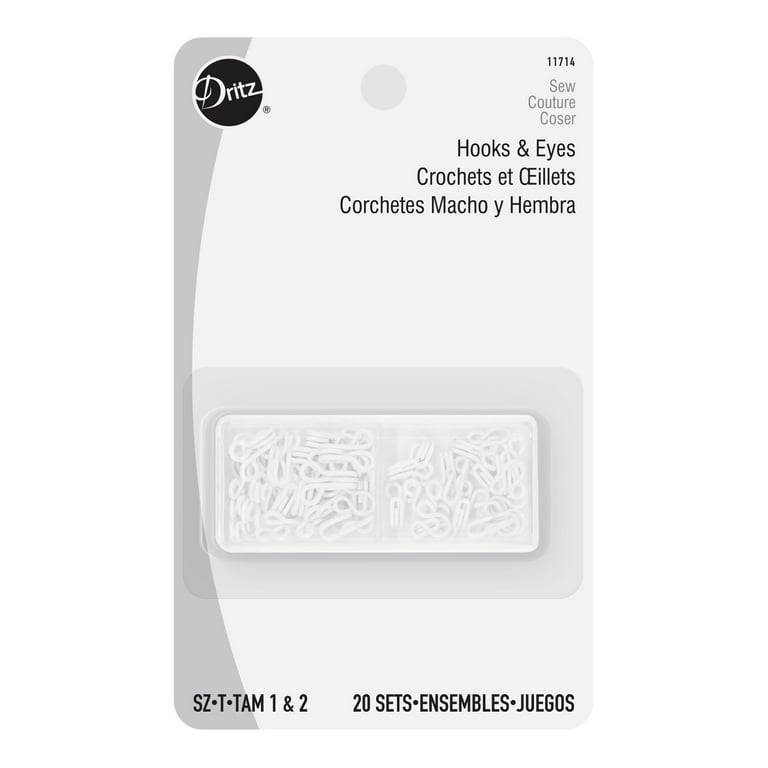  Dritz Covered Hooks & Eyes, Extra-Large Hook & Eye Closures,  White, 2