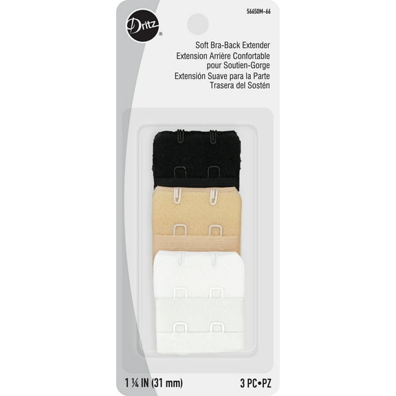(3 pack) Dritz Women's 1-1/4" Bra-Back Extenders, Assorted, 3 Count