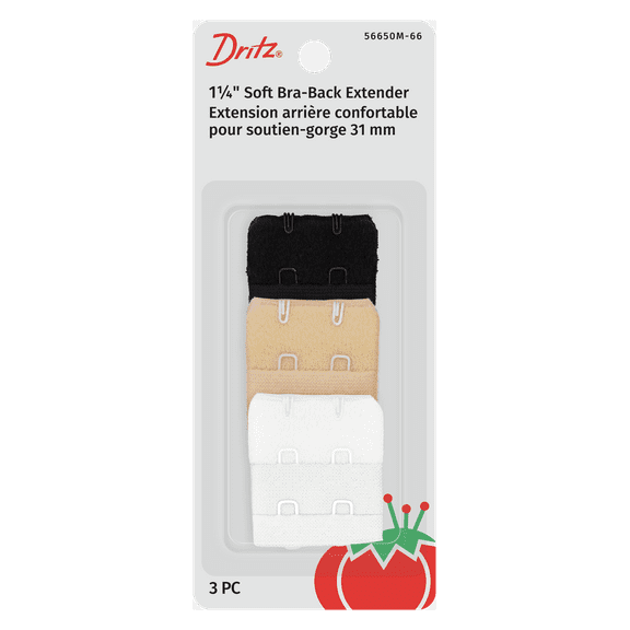 Dritz Women's 1-1/4" Bra-Back Extenders, Assorted, 3 Count