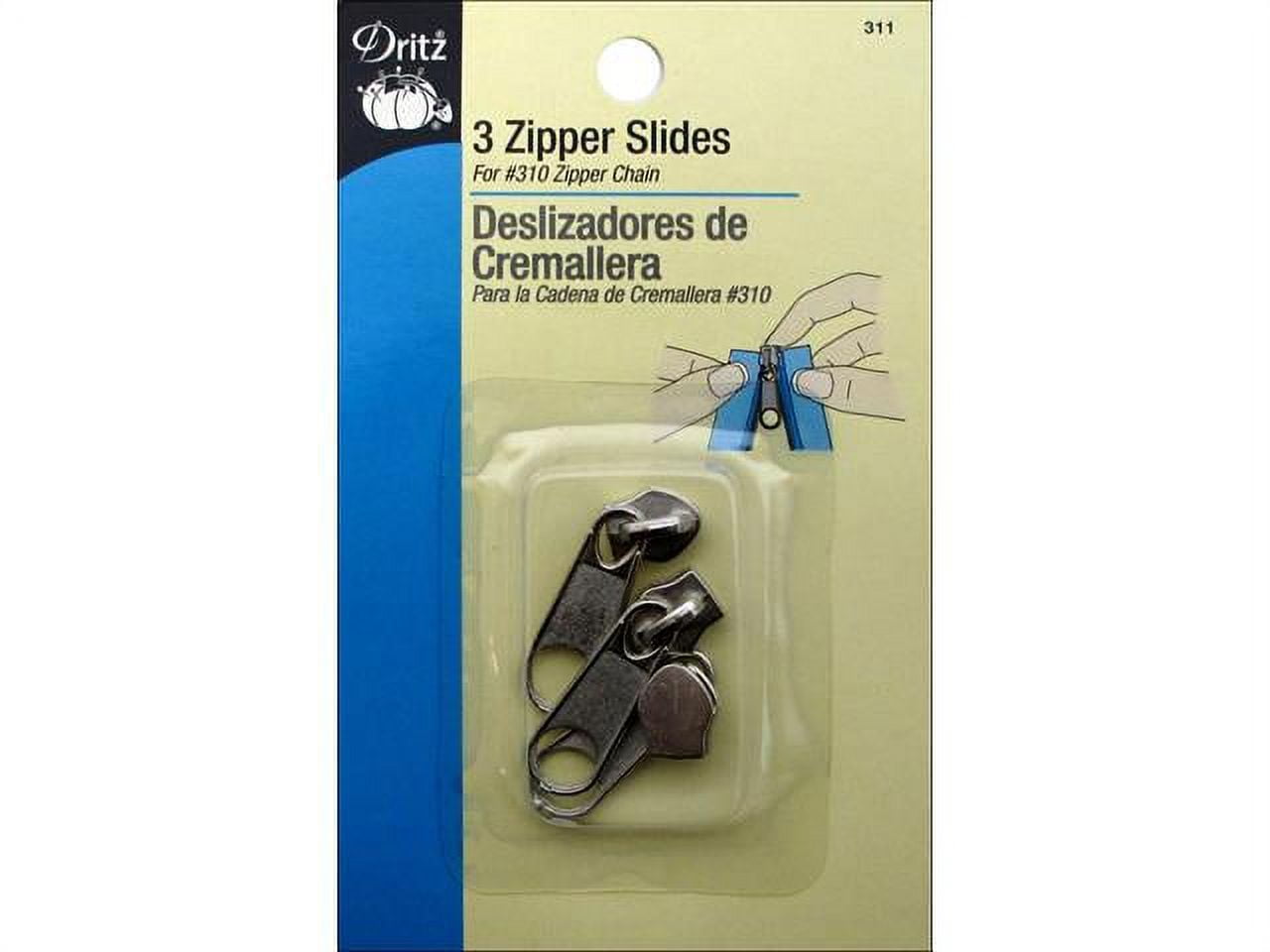 Dritz Zipper Slides Nickel 3pc