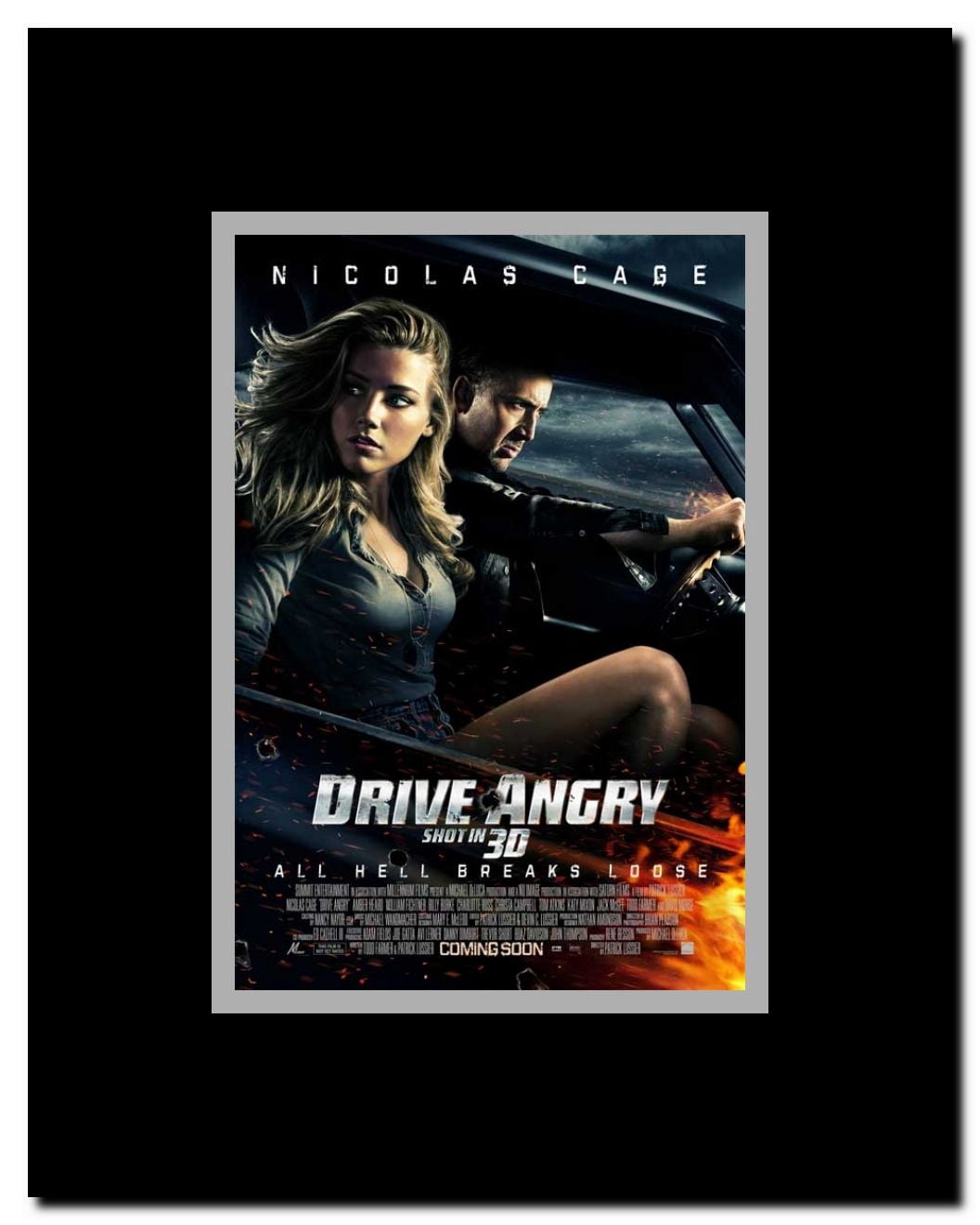 Drive Angry 3D Framed Movie Poster