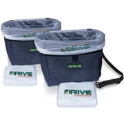 Drive Auto Products 635635175801 Trash Can (Pack of 2), Leakproof, Hanging Garbage Bin with Black Adjustable Strap and Trash Bags, Truck & Car Accessories for Men and Women
