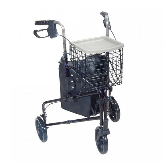 Drive Deluxe3-Wheel Rollator - Aluminum Frame, 300 pound Weight Capacity, 25 Inch Base Width, Blue, 1 Count