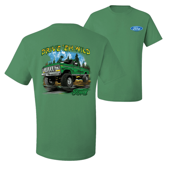Drive 'Em Wild Green 1970 Ford Bronco F&B Front & Back Cars T-Shirt