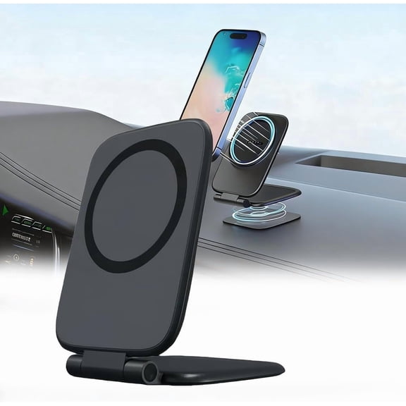 Drive Hidefold Ultra-Thin Foldable Magnetic Car Phone Mount Car Phone Holder,2026 New Portable Vacuum Dual Sided Magnetic Phone Holder for Car Retractable Adjustable Foldable,Laptop,Gym