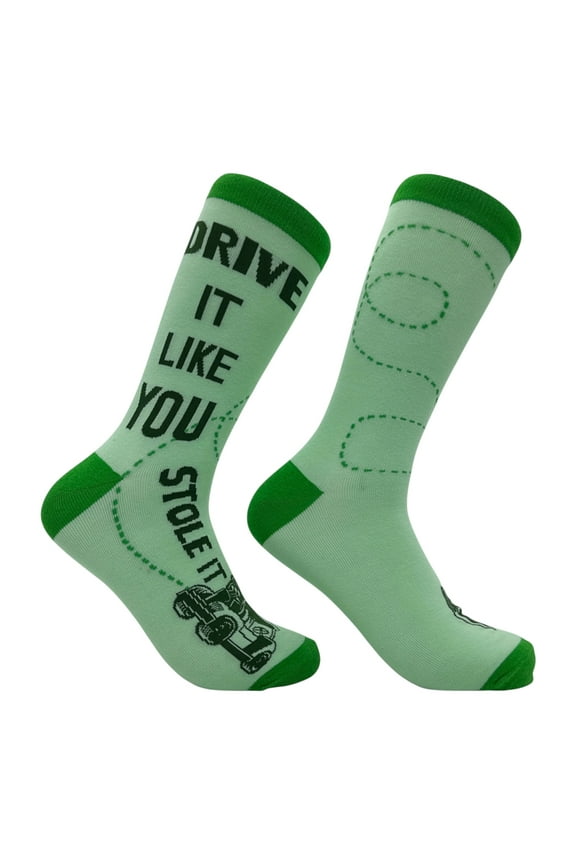Drive It Like You Stole It Socks Funny Sarcastic Golfing Graphic Novelty Footwear for Men
