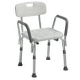 thumbnail image 1 of Drive Medical 12445KD-1 Shower Chair with Back and Padded Arms, Adjustable Height Bath Stool with Nonslip Feet, Tub Chair for Elderly, Bath Seat with Back, 350 LB Weight Cap, White, 1 of 5