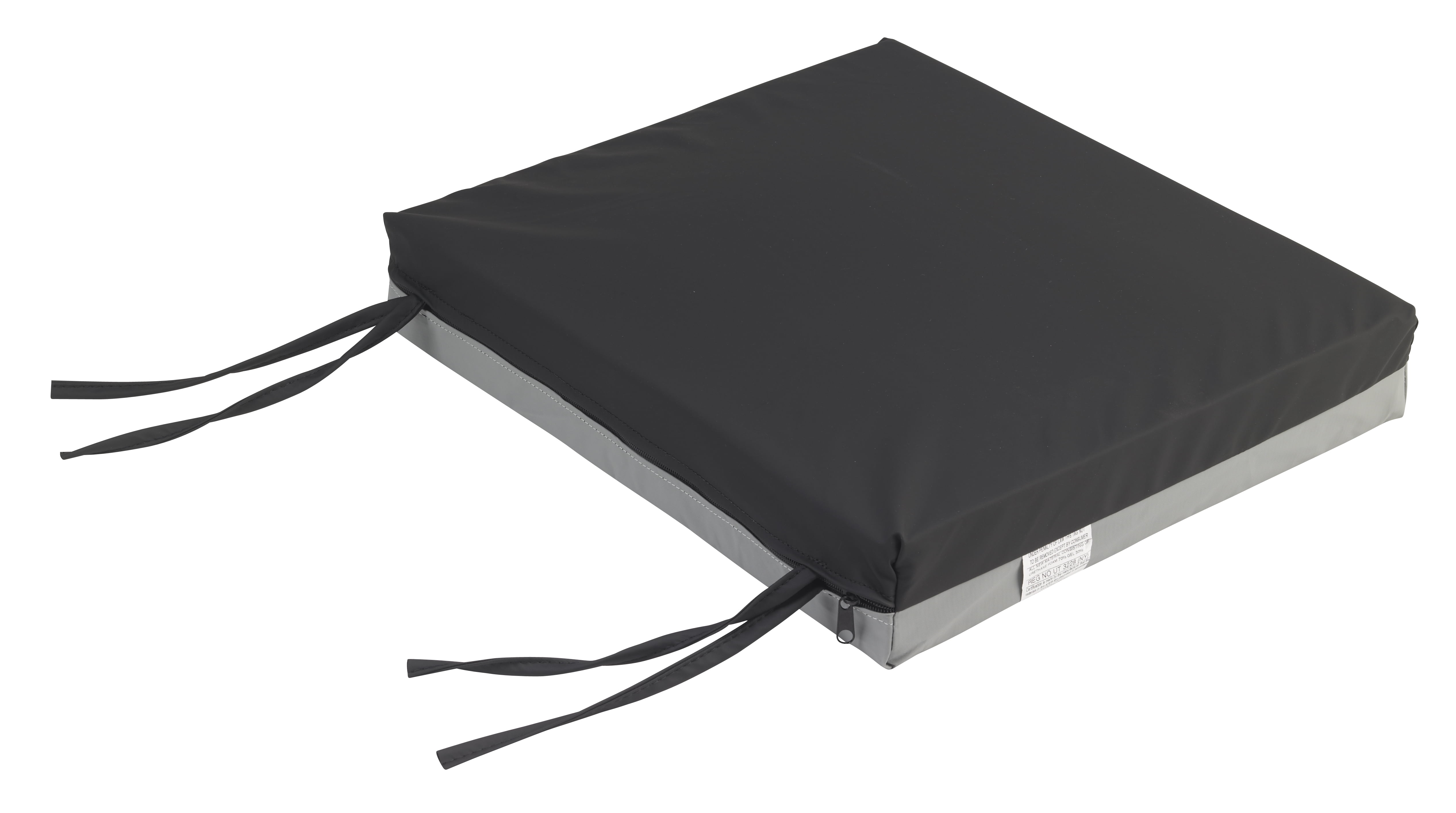 Black and Gray Gel Foam Wheelchair Cushion 16" x 18"