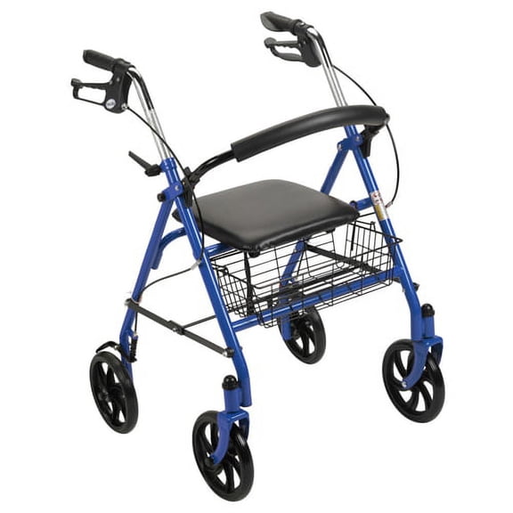 Drive Medical 4 Wheel Steel Rollator w/8 Casters  Basket-Loop-Red