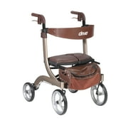 Drive Medical Adjustable Easy Steering Lightweight Nitro DLX Rollator, Champagne