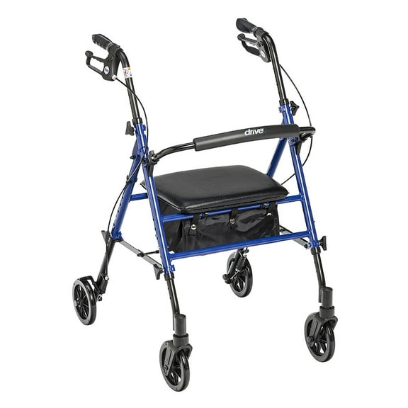 Drive Medical Adjustable Height Aluminum Frame Rollator w/ 6" Casters, Blue