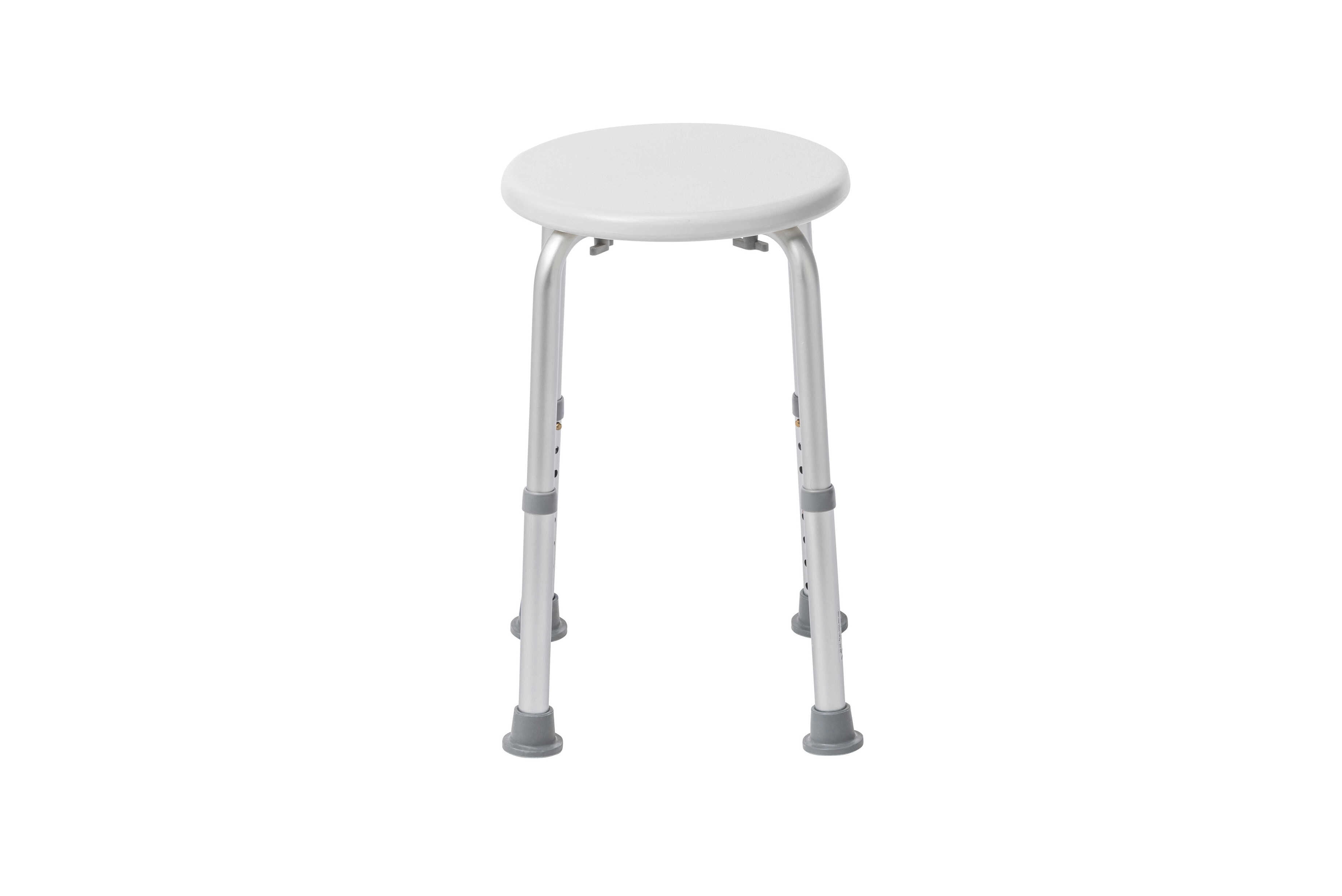 Adjustable Height White Aluminum Bath Stool