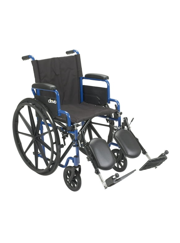 Drive Medical Blue Streak Wheelchair with Flip Back Desk Arms, Elevating Leg Rests, 18" Seat