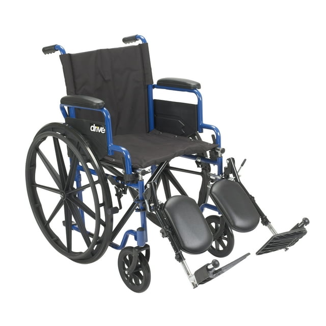 Drive Medical Transport Wide Seat Blue Streak Wheelchair with Flip Back ...