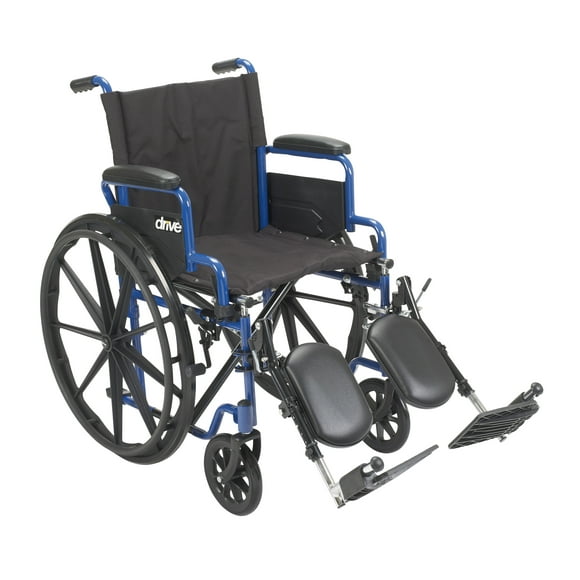 Drive Medical Blue Streak Wheelchair with Flip Back Desk Arms, Elevating Leg Rests, 20" Seat