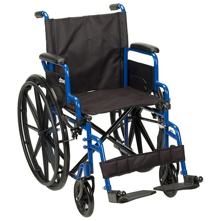 Drive Medical Blue Streak Lightweight Folding Wheelchair with 20 Inch Seat