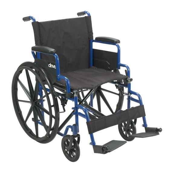 Drive Medical Blue Streak Wheelchair with Flip Back Desk Arms, Steel Frame