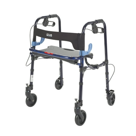 Drive Medical Clever Lite Walker Rollator, Junior, 5" Wheels, Flame Blue