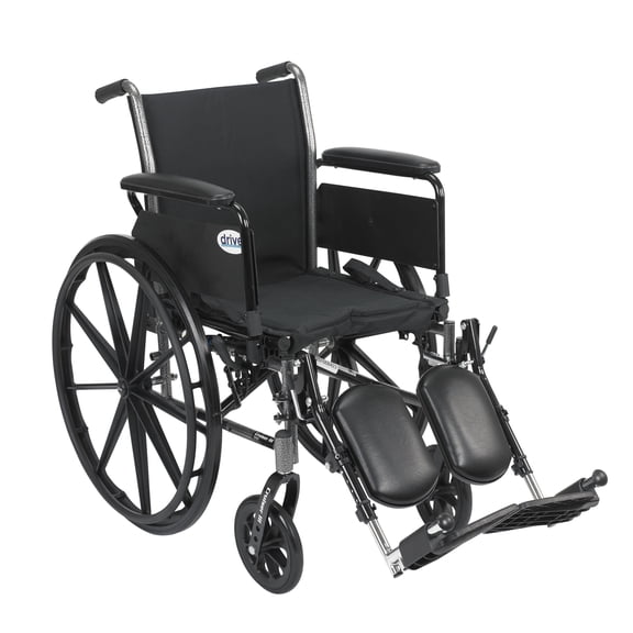Drive Medical Cruiser III Light Weight Wheelchair with Flip Back Removable Arms, Full Arms, Elevating Leg Rests, 16" Seat