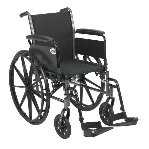 Drive Medical Cruiser III Light Weight Wheelchair with Flip Back Removable Arms, Full Arms, Swing away Footrests, 16" Seat
