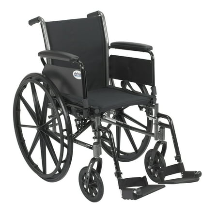 Drive Medical Cruiser III Light Weight Wheelchair with Flip Back Removable Arms, Full Arms, Swing away Footrests, 18" Seat