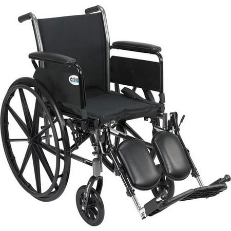 Drive Medical Cruiser III Light Weight Wheelchair with Flip Back Removable Full Arms and Elevating Leg Rest