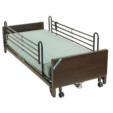 Drive Medical Delta Ultra Light Full Electric Low Hospital Bed with Full Rails and Foam Mattress