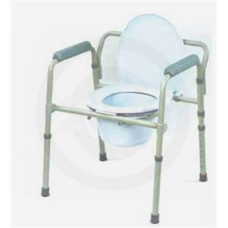 Drive Medical Deluxe Folding Commode with Commode Bucket and Splash Guard in Gray