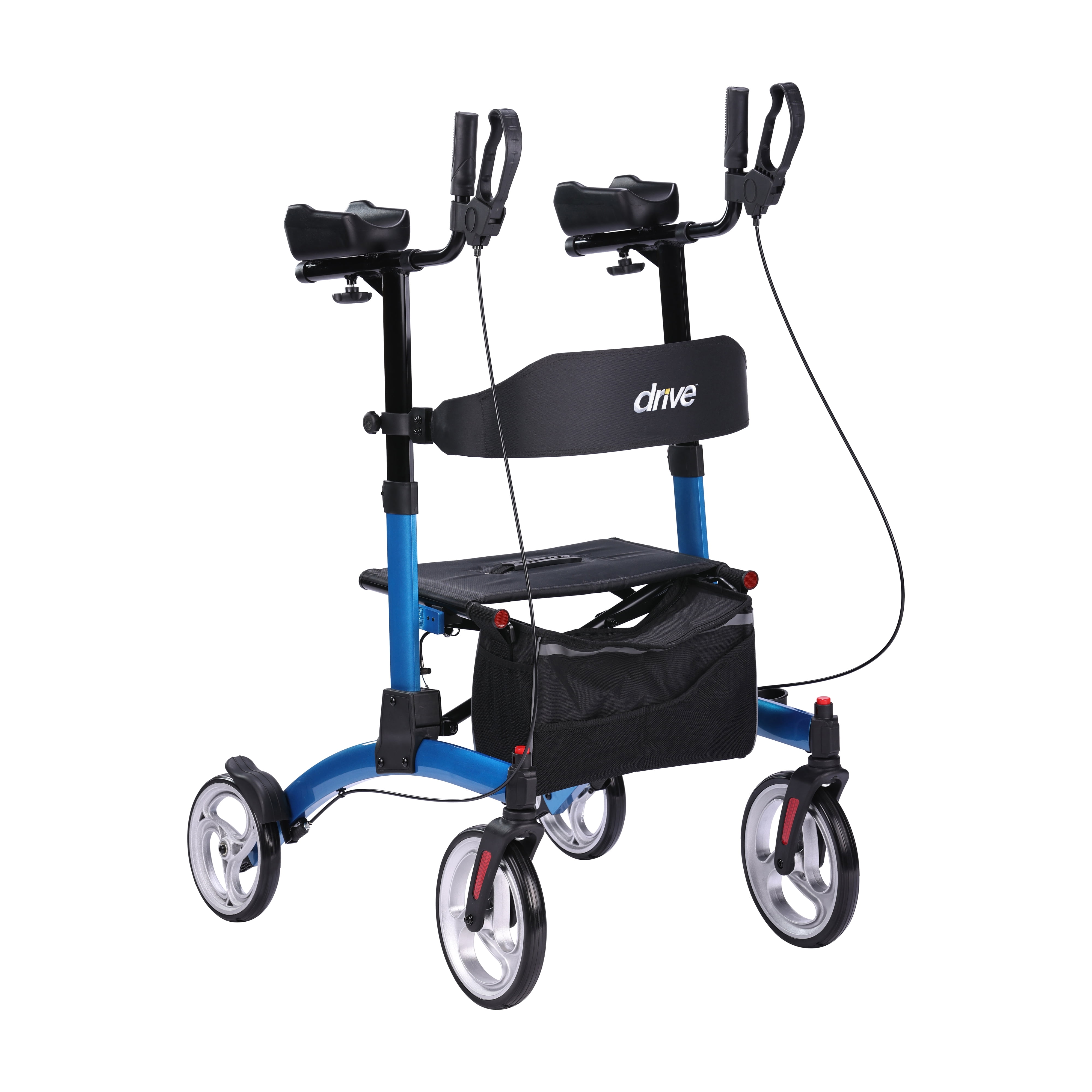 Drive Medical Adult Foldable Upright Walker with Seat, Aluminum Rolling