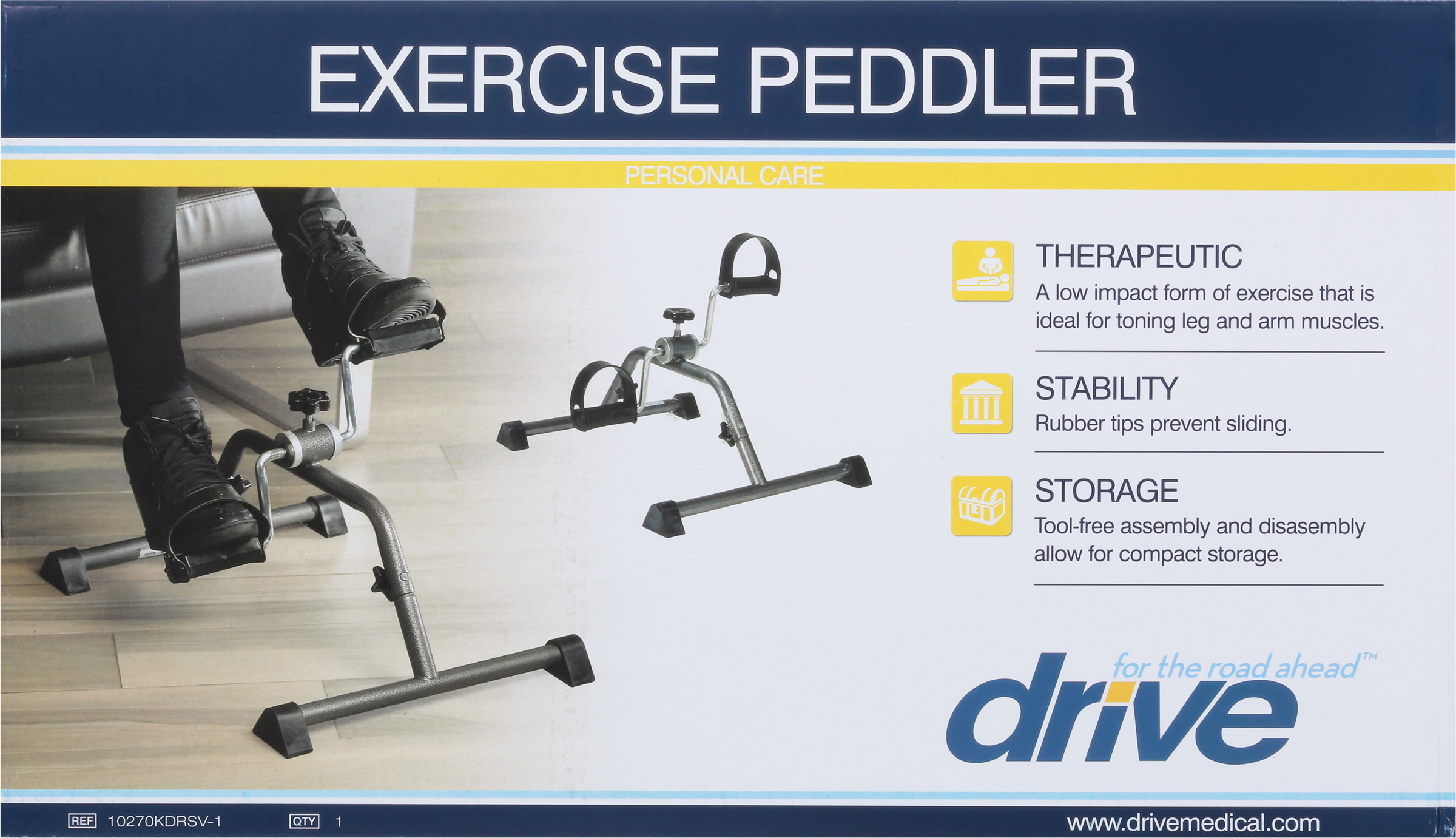 Drive Medical Exercise Peddler with Attractive Silver Vein Finish - image 1 of 2