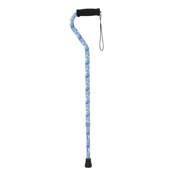 Drive Medical Foam Grip Offset Handle Walking Cane, Swirl