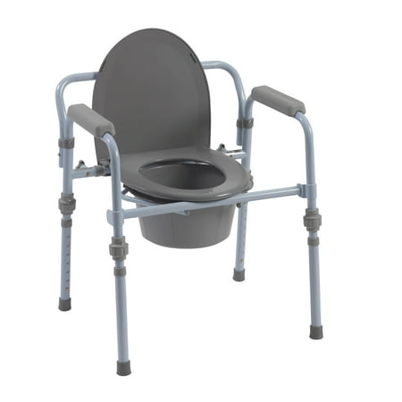 Drive Medical Folding Bedside Commode With Bucket And Splash Guard