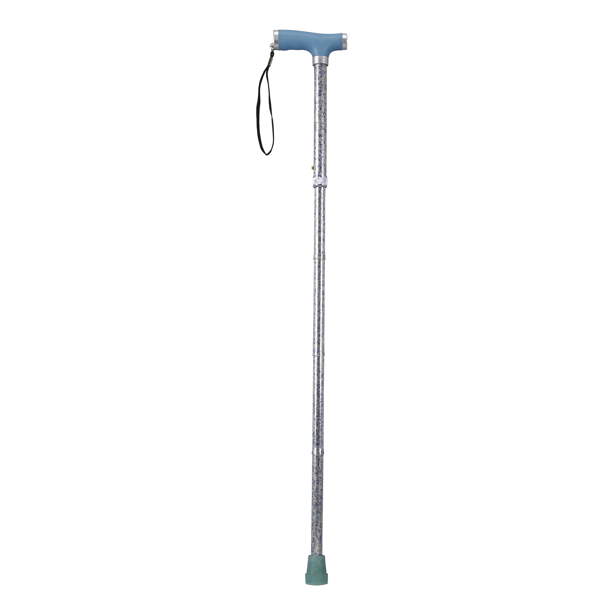 Drive Medical Folding Cane with Glow Gel Grip Handle, Light Blue