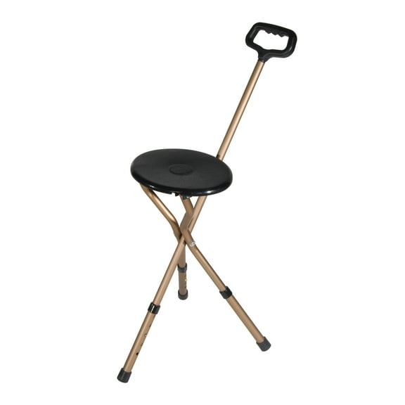 Drive Medical Folding Lightweight Cane Seat, Adjustable Height, Bronze