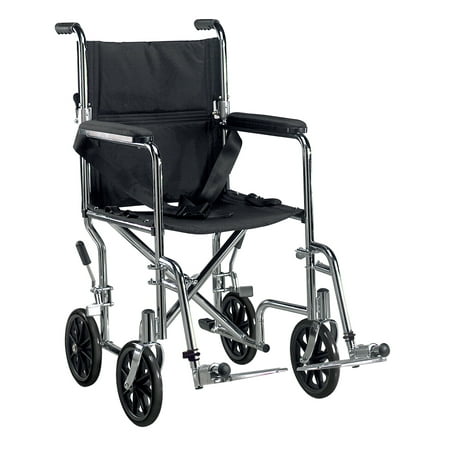 Drive Medical Go Cart Light Weight Steel Transport Wheelchair with Swing Away Footrest, 19" Seat