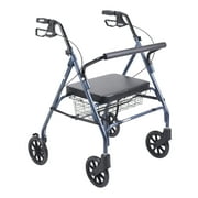 Drive Medical Heavy Duty Bariatric Rollator Rolling Walker with Large Padded Seat, Blue, 500lb.