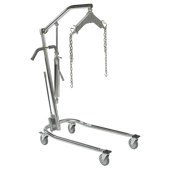 Drive Medical Hydraulic Patient Lift with Six Point Cradle, 5" Casters, Chrome