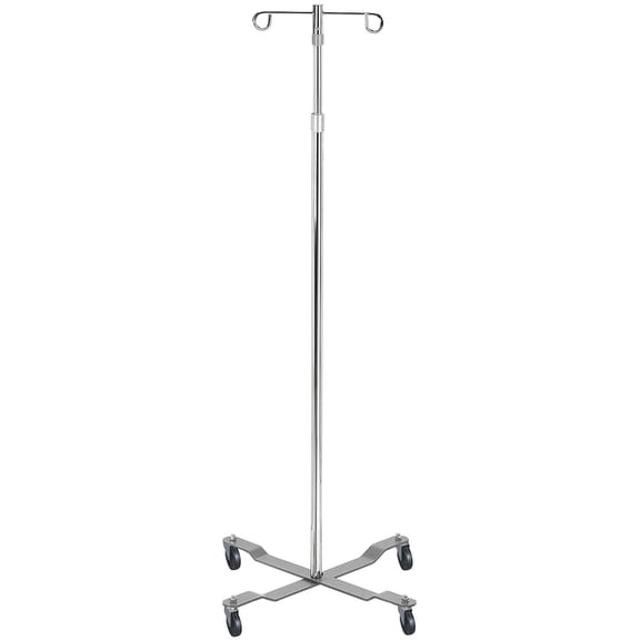 Drive Medical IV Pole 2-Hook 4-Leg Chrome Plated Steel with Weights, 13033 By Visit the Drive Medical Store