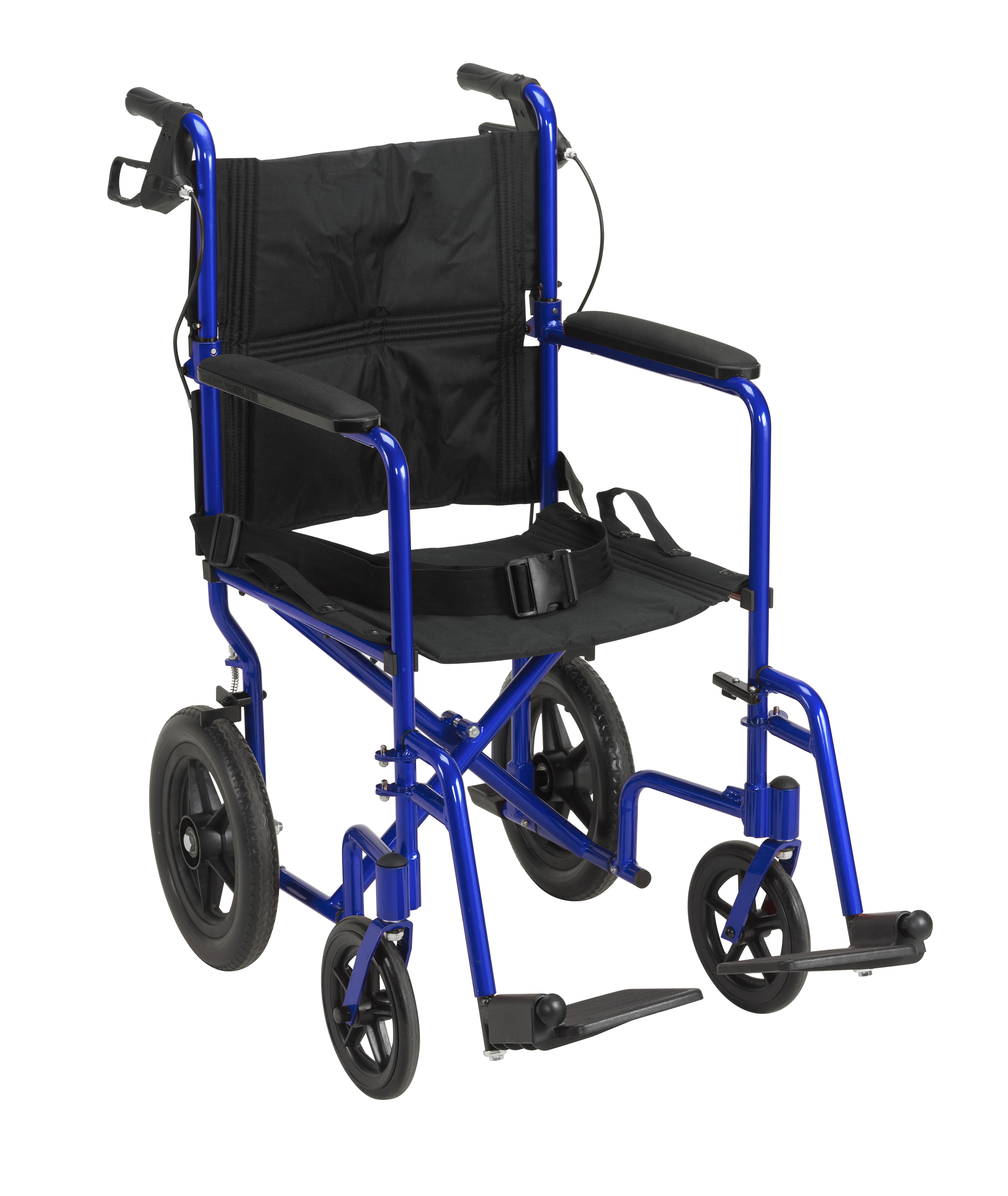Drive Medical Lightweight Expedition Transport Wheelchair with Hand Brakes, Blue, 19" Seat - image 1 of 6