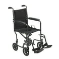 thumbnail image 1 of Drive Medical Lightweight Steel Transport Wheelchair, Fixed Full Arms, 19" Seat, 1 of 5