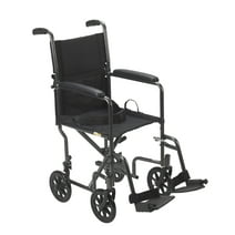 Drive Medical Lightweight Steel Transport Wheelchair, Fixed Full Arms, 19" Seat