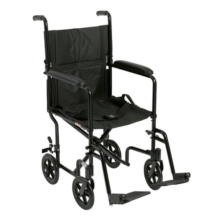 Drive Medical Lightweight Transport Wheelchair, 17" Seat, Black