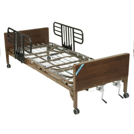 Drive Medical Multi Height Manual Hospital Bed with Half Rails