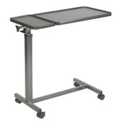 Drive Medical Multi-Purpose Tilt Top Split Overbed Table with Walnut Laminate & Steel Base
