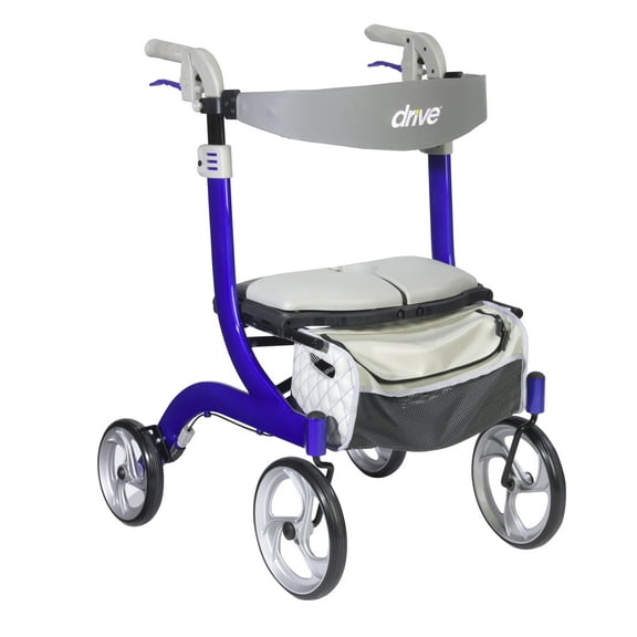 Drive Medical Nitro DLX Euro Style Rollator Rolling Walker, Sleek Blue