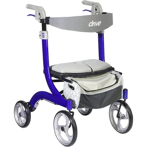 Drive Medical Nitro DLX Euro Style Walker Rollator, Sleek Blue( Pack of 2 )